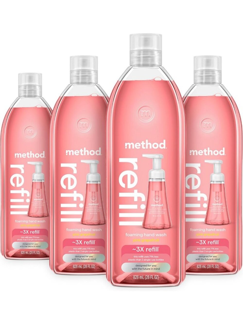 Foaming Hand Wash Refill - Pink Grapefruit Scent, 28 fl oz, 4 Pack, Eco-Friendly